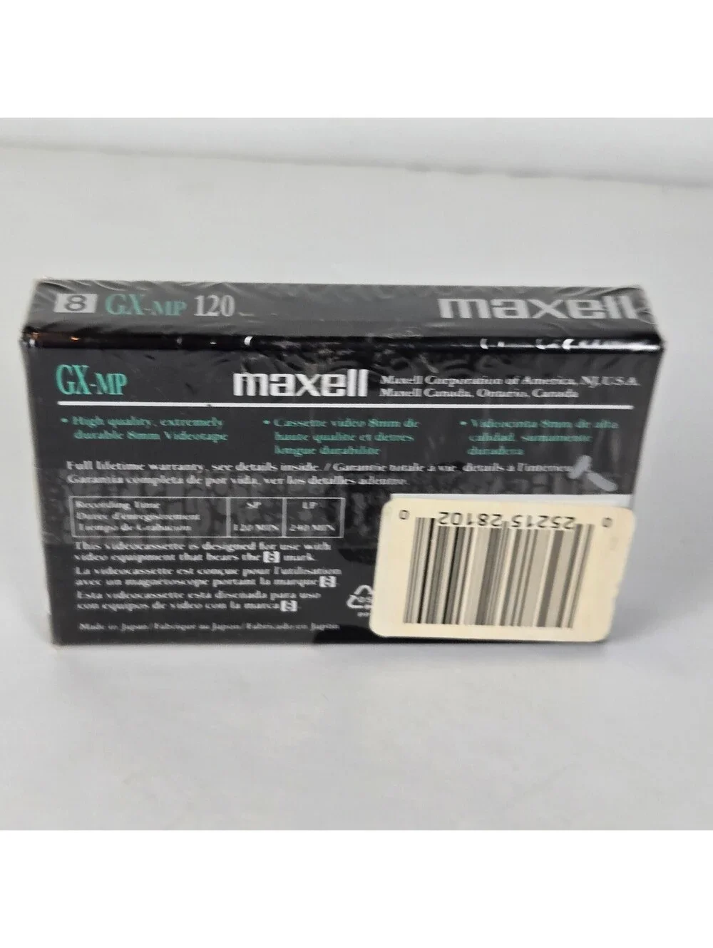 Maxell 8mm Videotape GX-MP 120 High Quality Metal Particle 8mm Video Tape